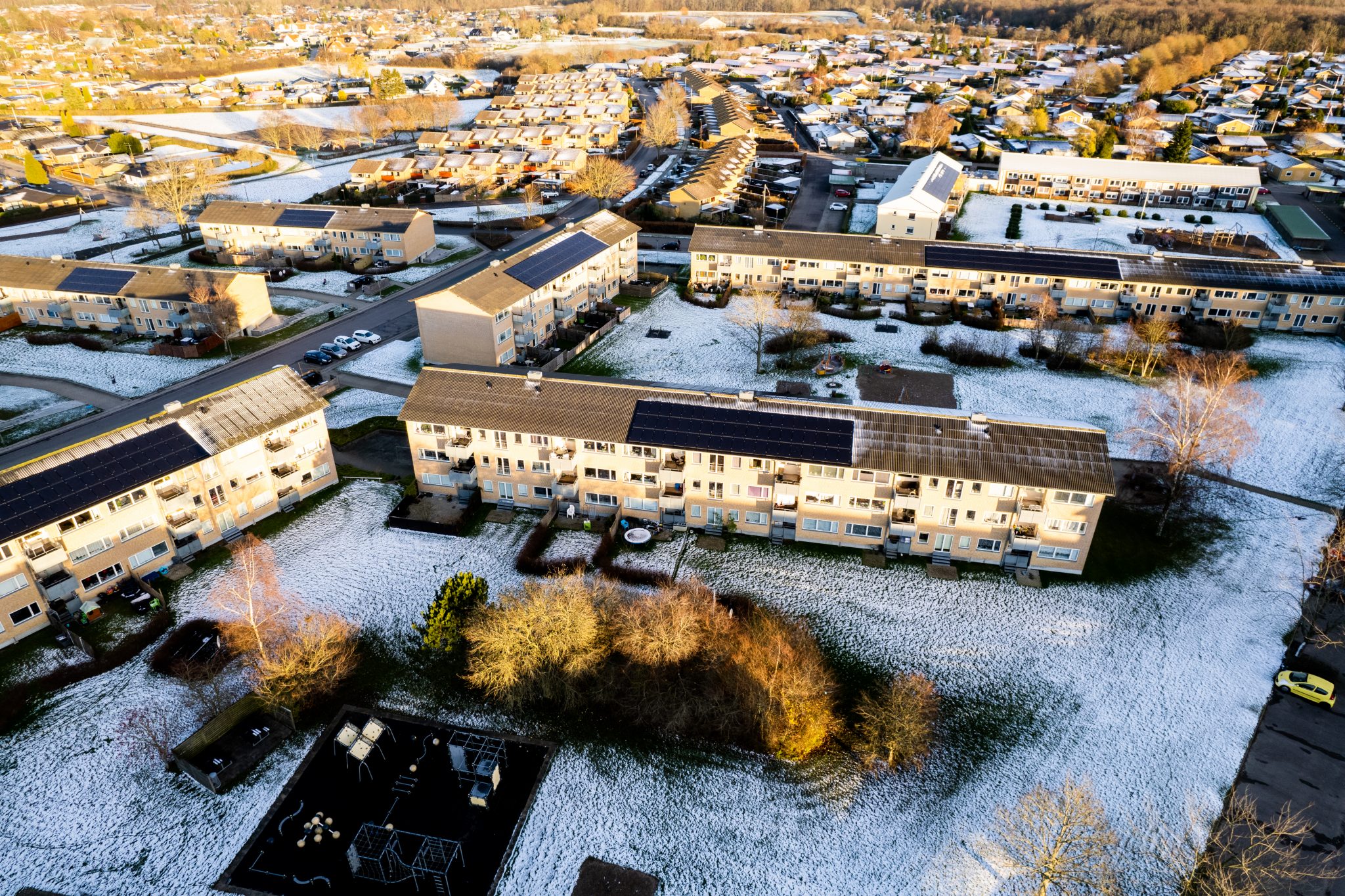 Overview of demo site with 19 social housing blocks. Photo: Peter Bjerke